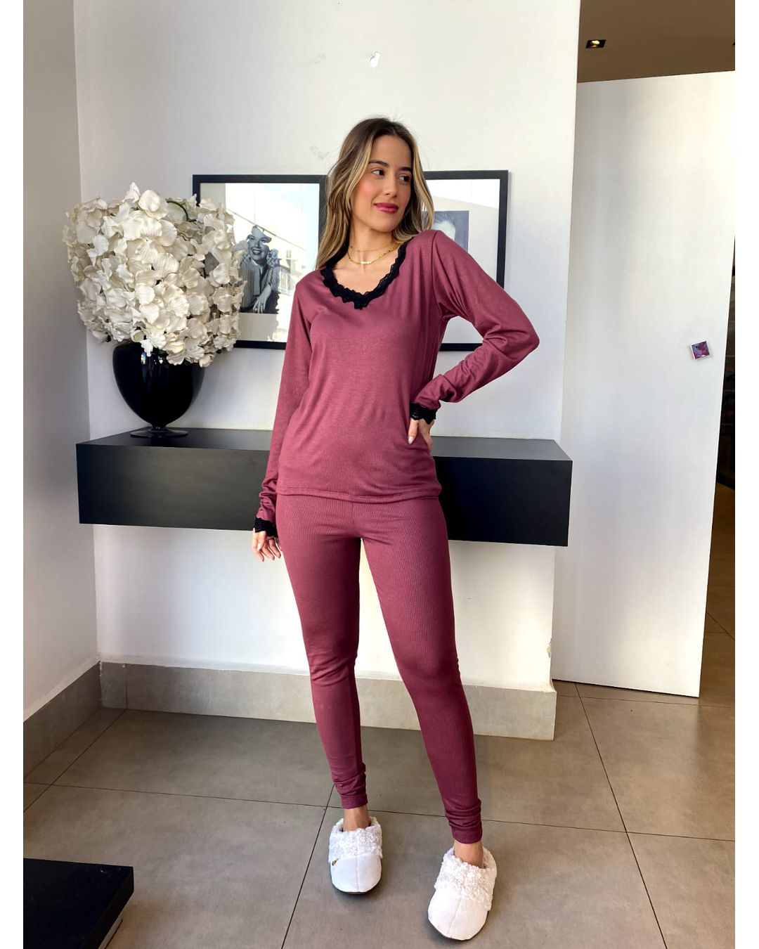 Pijama Viscose Canelada Eloá Telha - Mimo de Renda