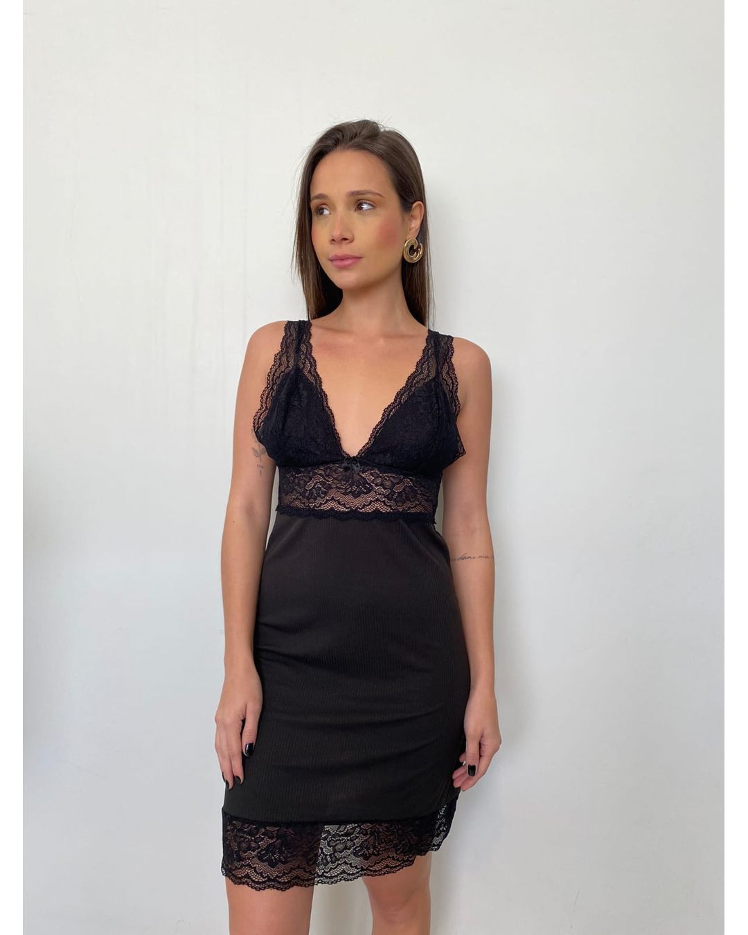 Camisola em Renda Manoela Preto - Mimo de Renda