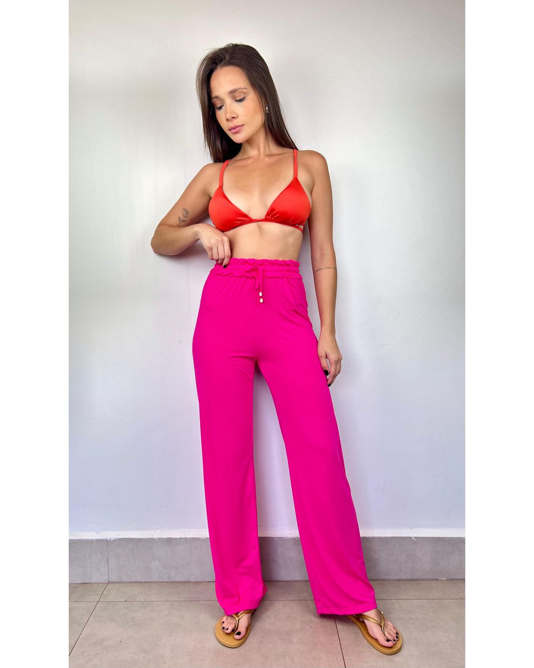 Saída de Praia Pantalona Pink - Mimo de Renda