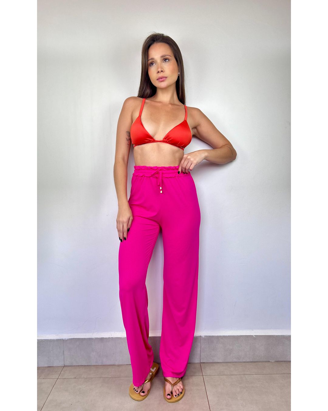 Saída de Praia Pantalona Pink - Mimo de Renda