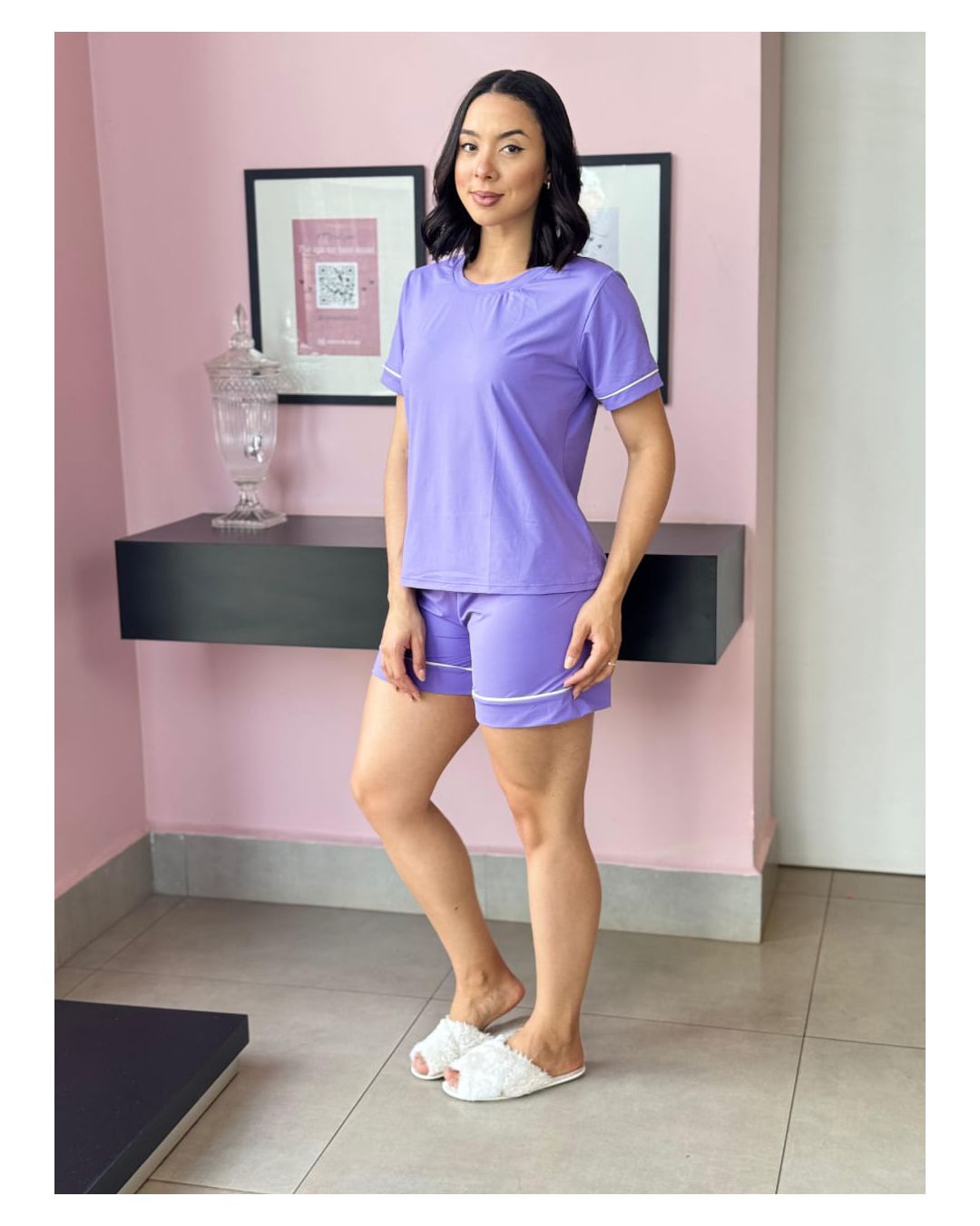PIJAMA CURTO LILÁS - Mimo de Renda