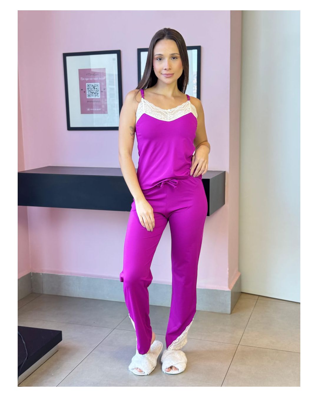PIJAMA LONGO DE ALCINHA LOVE - Mimo de Renda