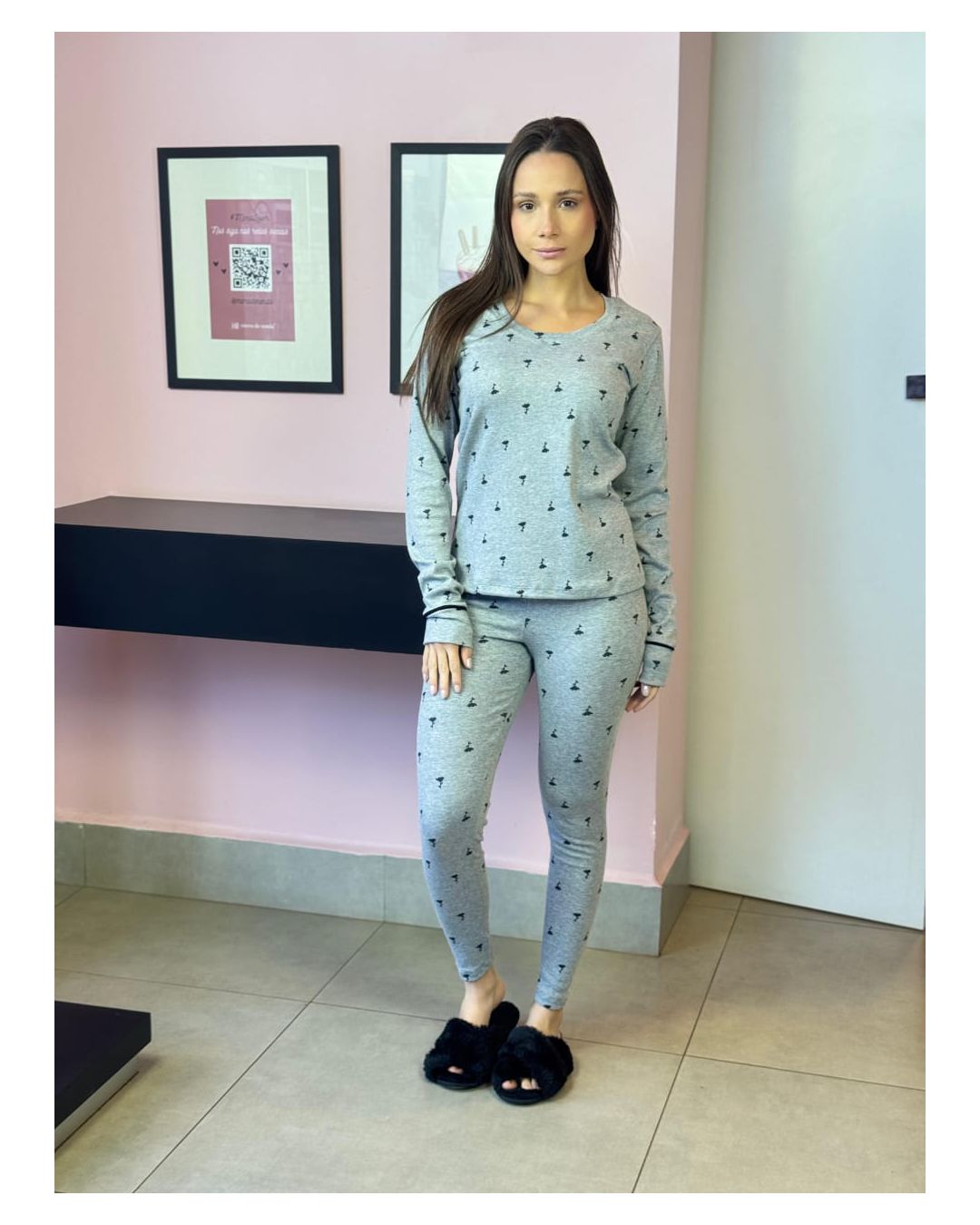 PIJAMA LONGO CANELADO MESCLA - Mimo de Renda