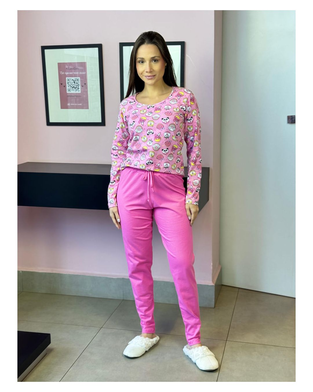 PIJAMA LONGO DONUTS ROSA - Mimo de Renda