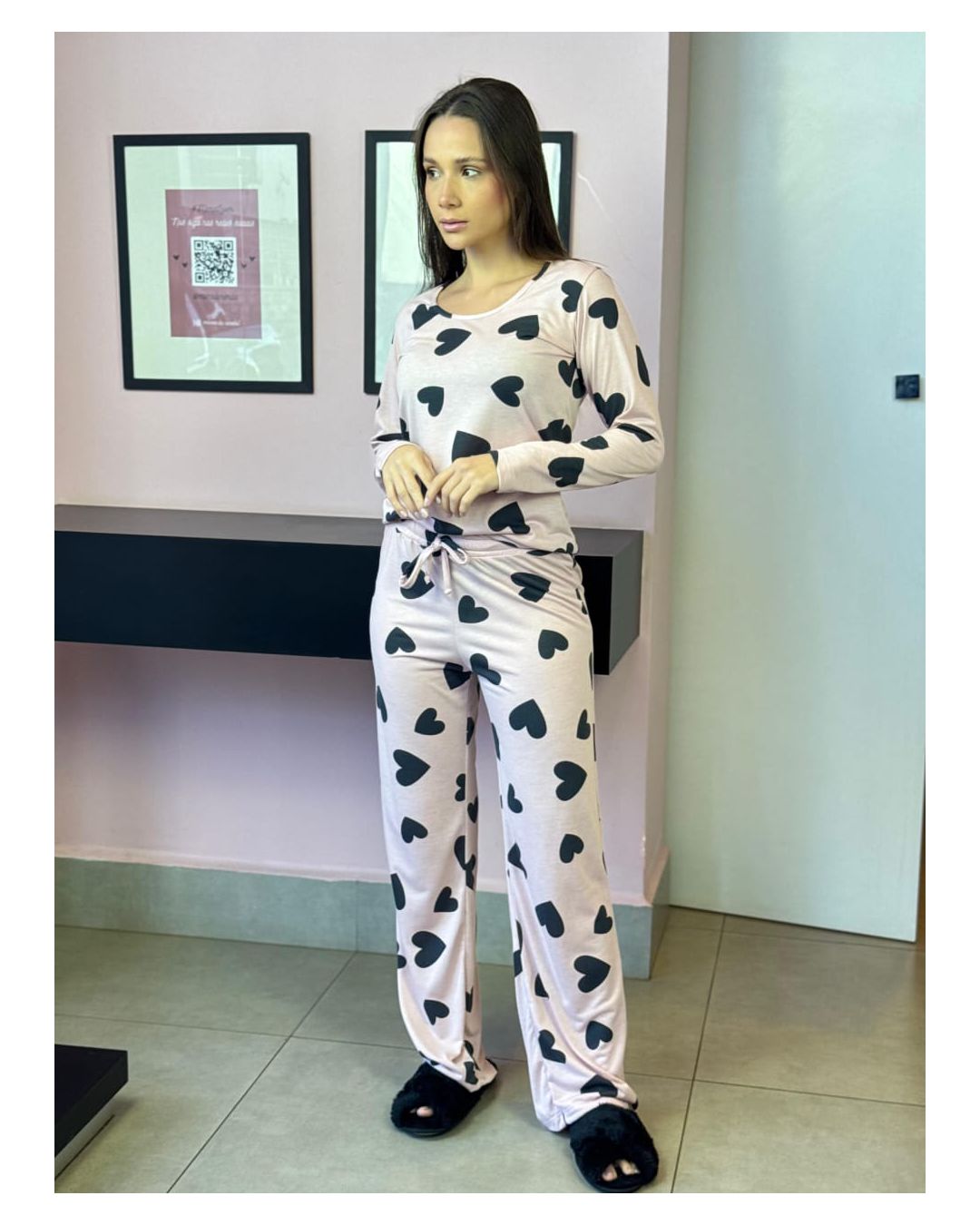 PIJAMA LONGO ESTAMPA CORAÇÃO - Mimo de Renda