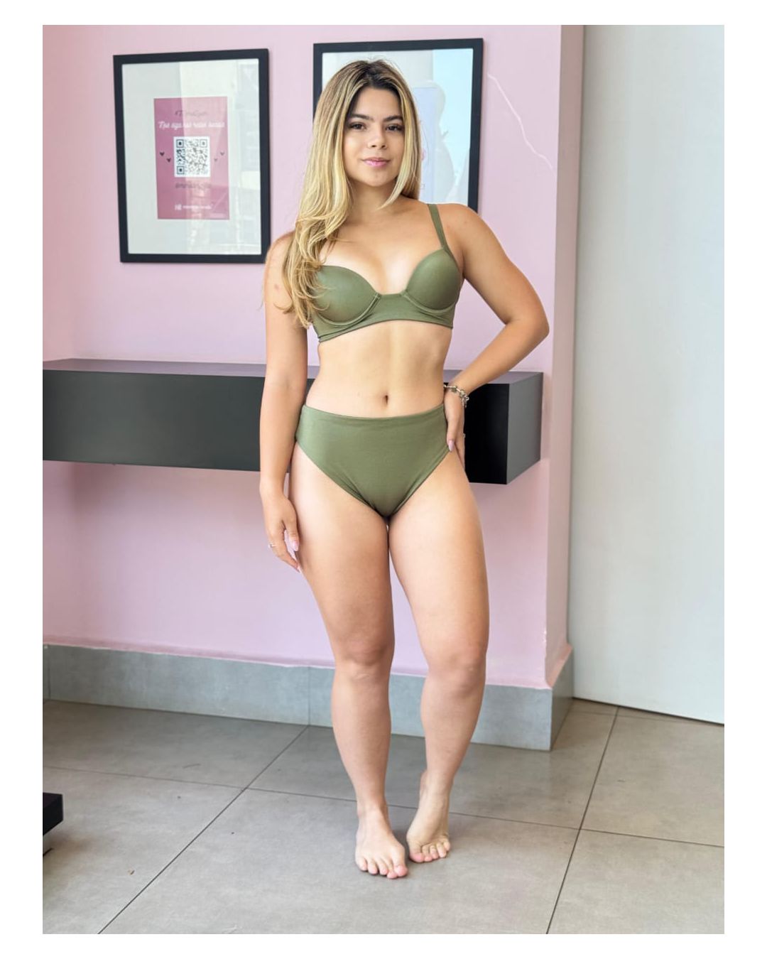 BIQUINI TOP ARO VERDE MILITAR - Mimo de Renda