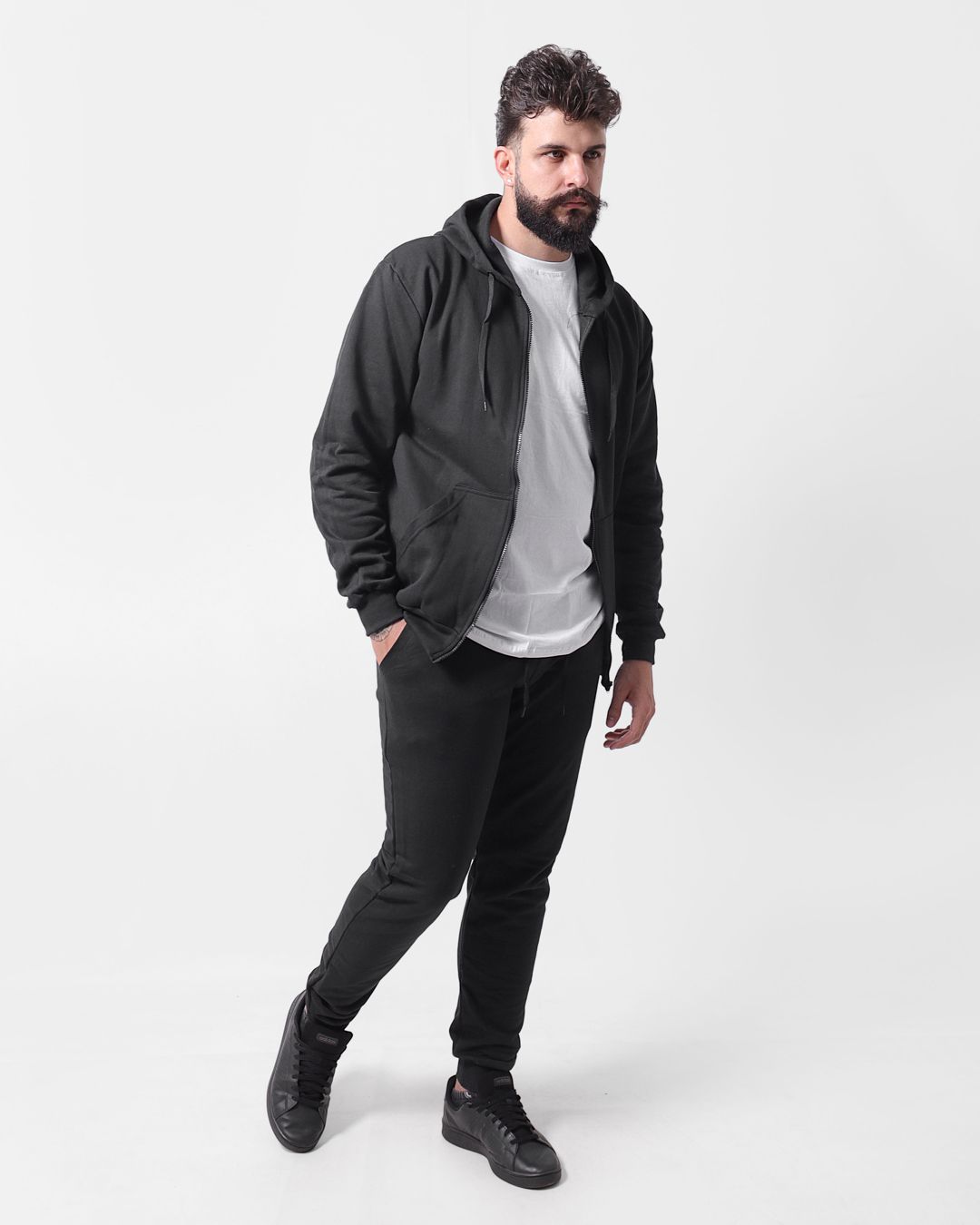Blusa De Moletinho Masculino Com Zíper Preto - Techmalhas