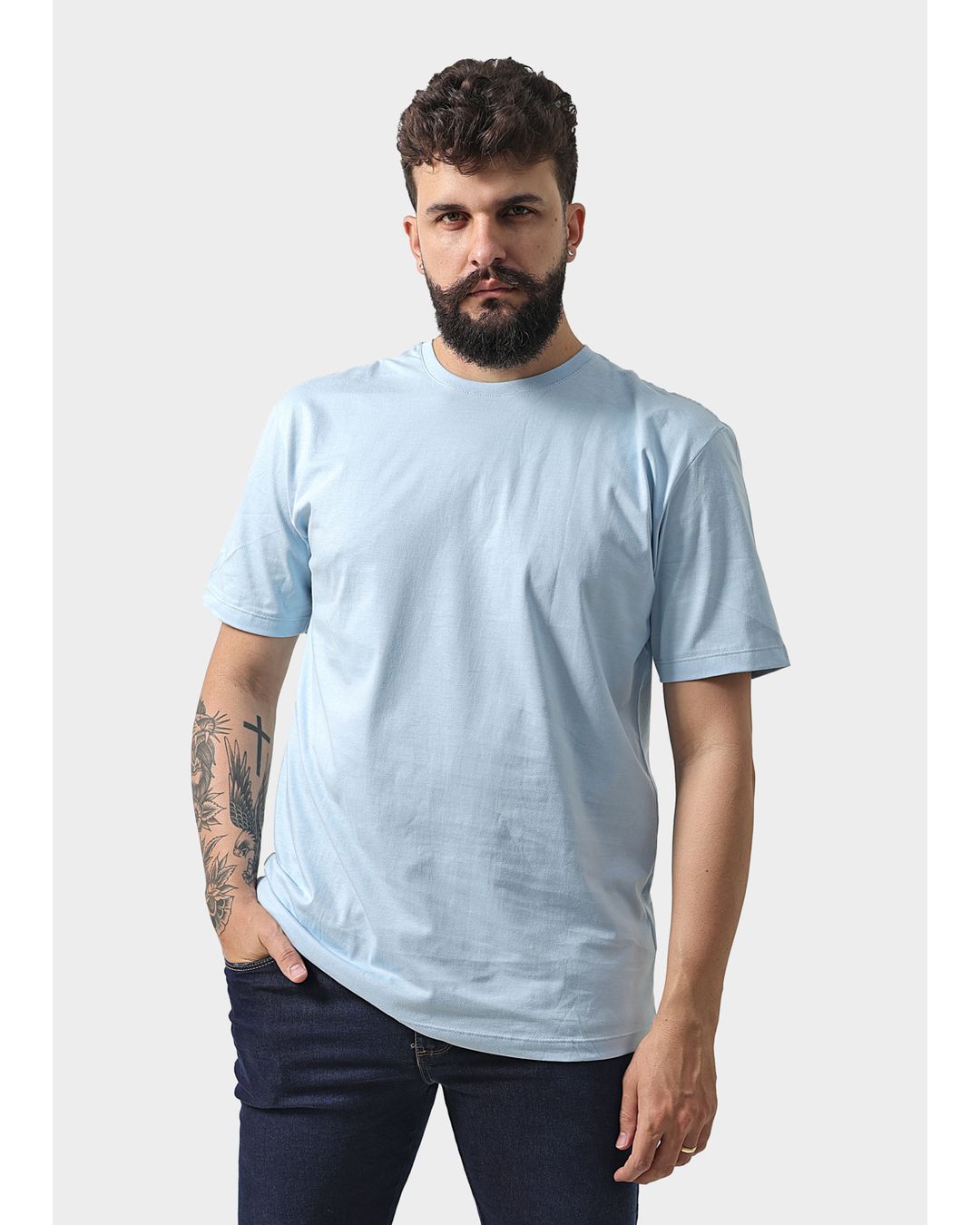 Camiseta Masculina Básica Lisa Azul Bebê - Techmalhas