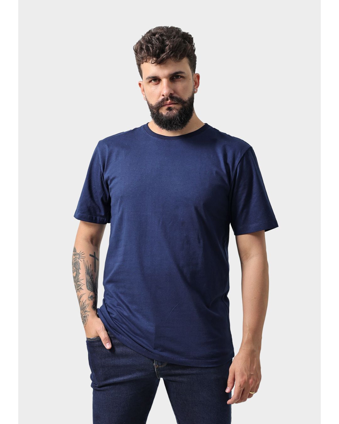 Camiseta Masculina Básica Lisa Azul Marinho - Techmalhas