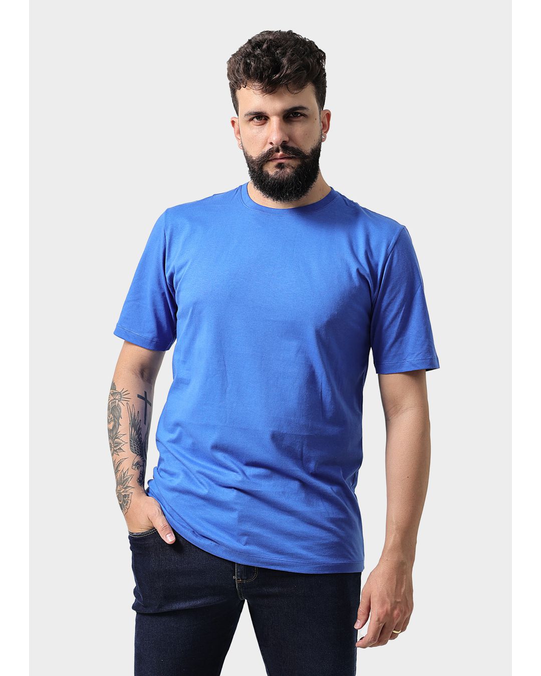 Camiseta Masculina Básica Lisa Azul Royal - Techmalhas