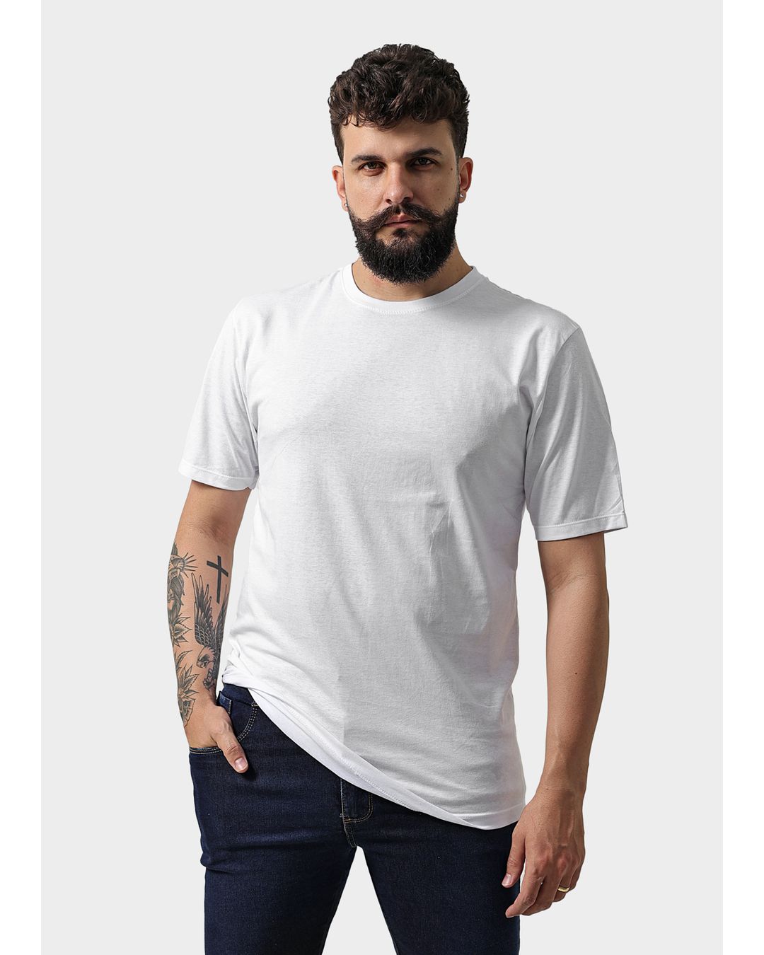 Camiseta Masculina Básica Lisa Branca - Techmalhas
