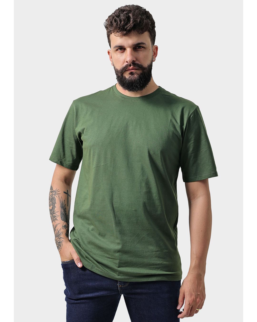 Camiseta Masculina Básica Lisa Verde - Techmalhas