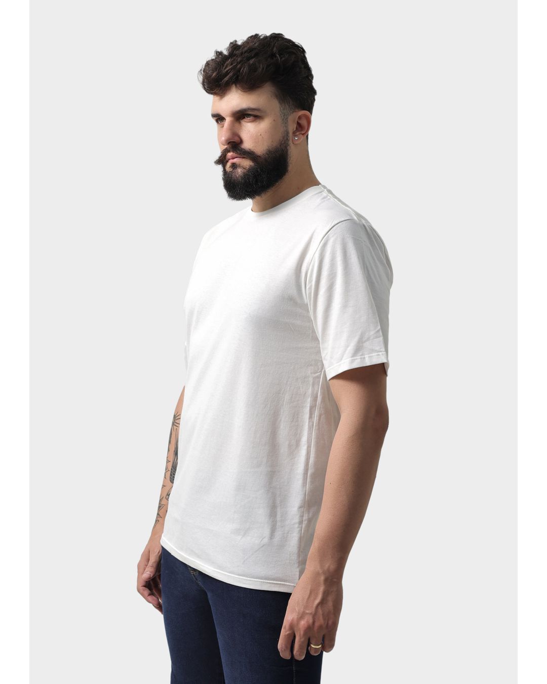 Camiseta Masculina Básica Lisa Off White - Techmalhas