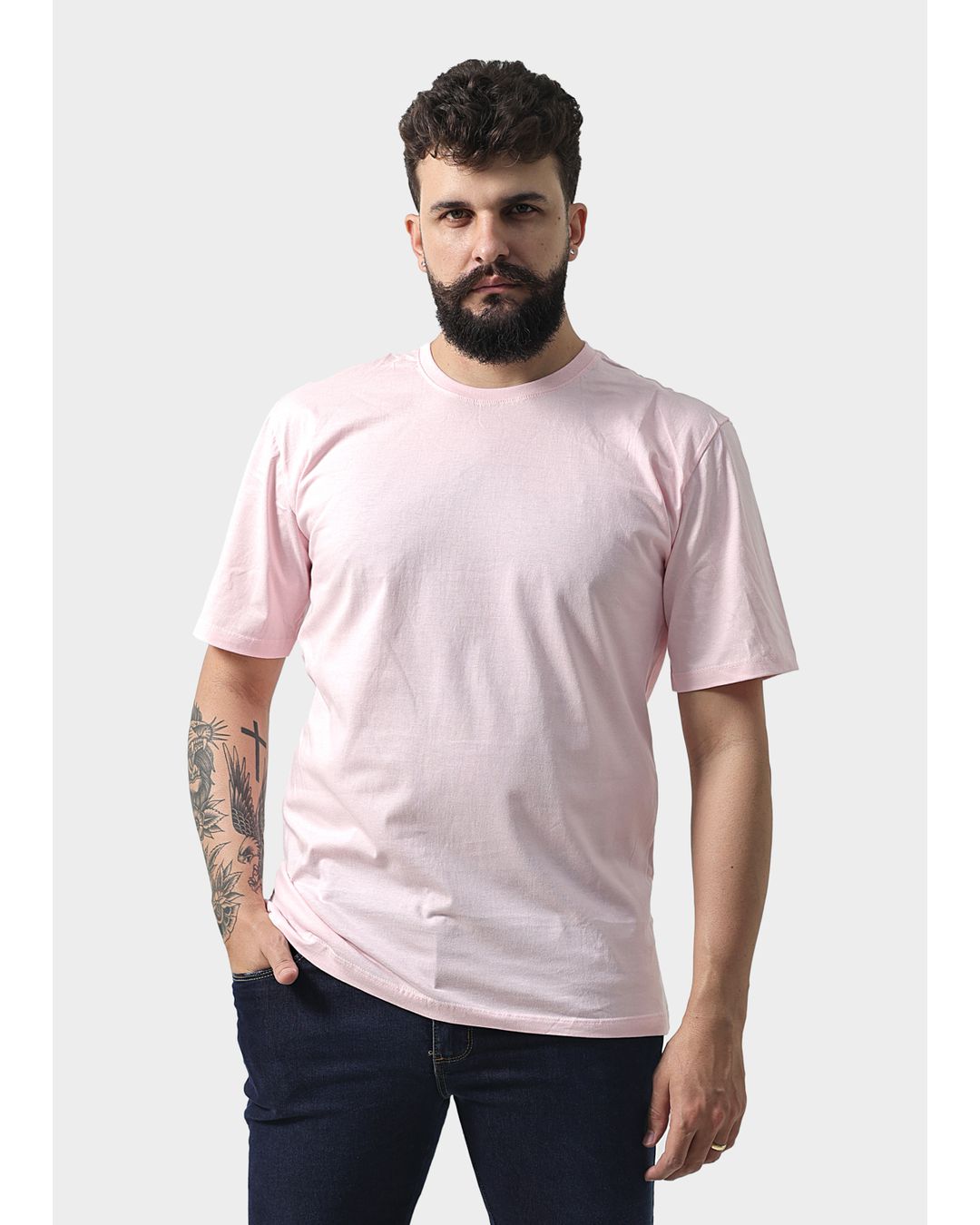 Camiseta Masculina Básica Lisa Rosa - Techmalhas