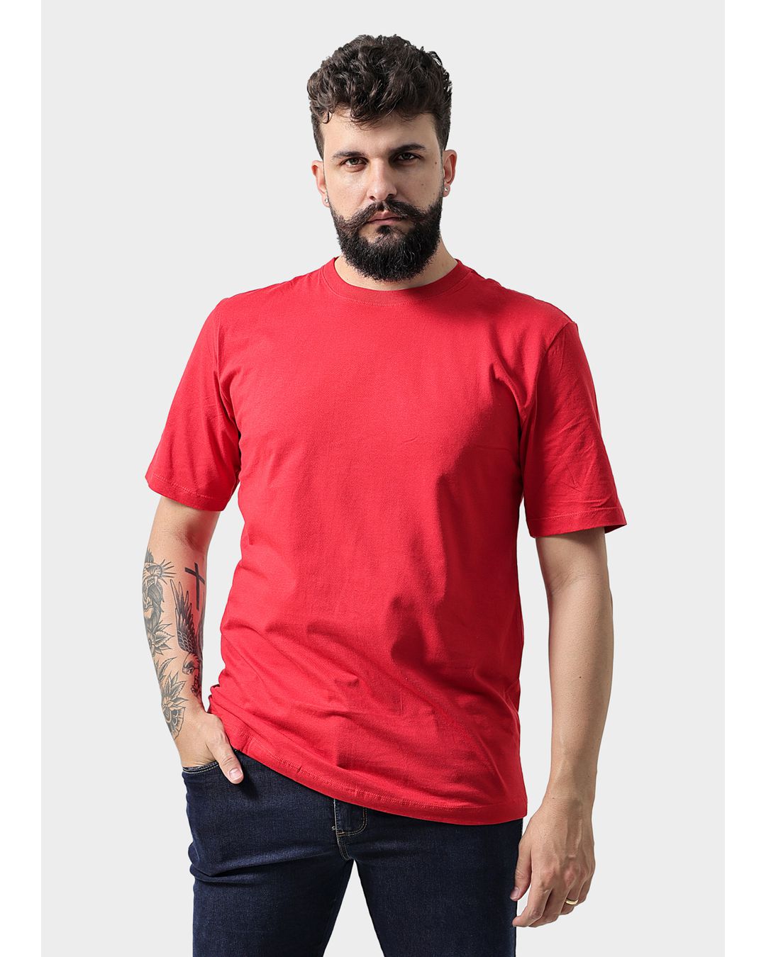 Camiseta Masculina Básica Lisa Vermelha - Techmalhas