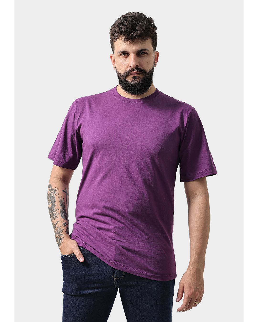 Camiseta Masculina Básica Lisa Roxa - Techmalhas