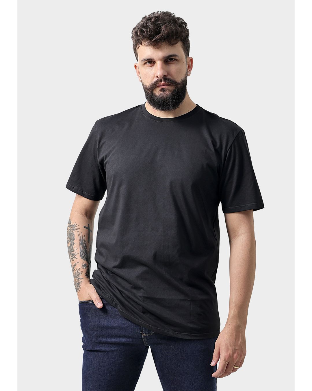 Camiseta Masculina Básica Lisa Preta - Techmalhas