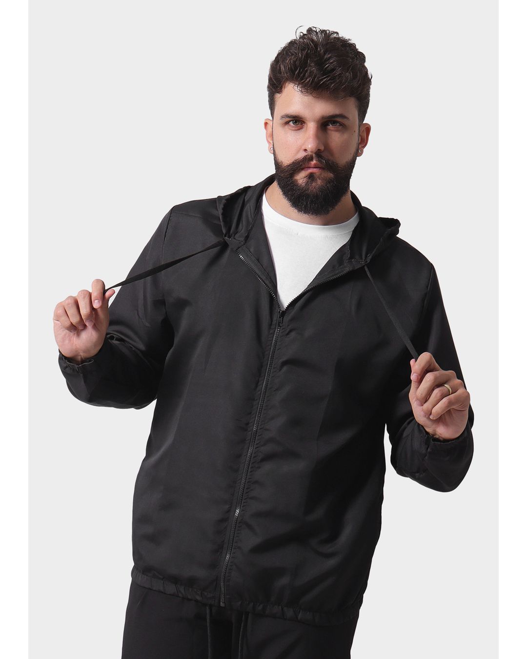 Jaqueta Corta Vento Masculina Com Zíper Preto - Techmalhas