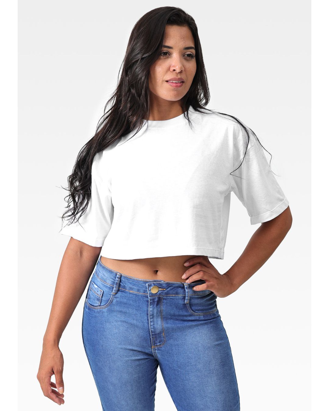 Cropped Feminino Oversized Branco - Techmalhas