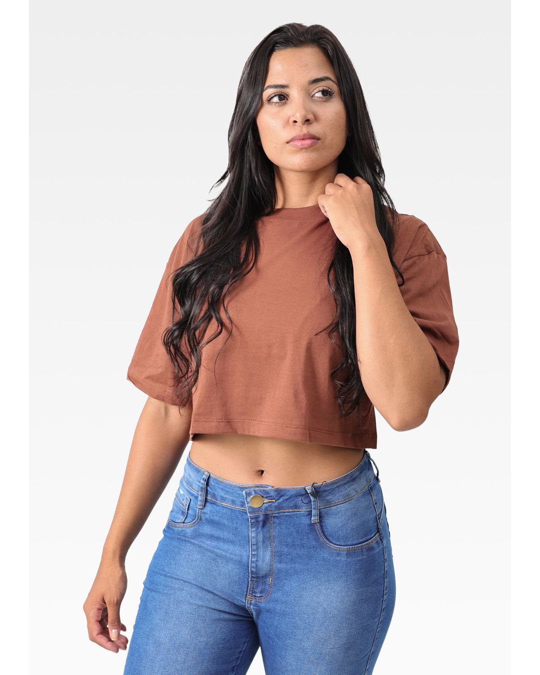 Cropped Feminino Oversized Marrom - Techmalhas