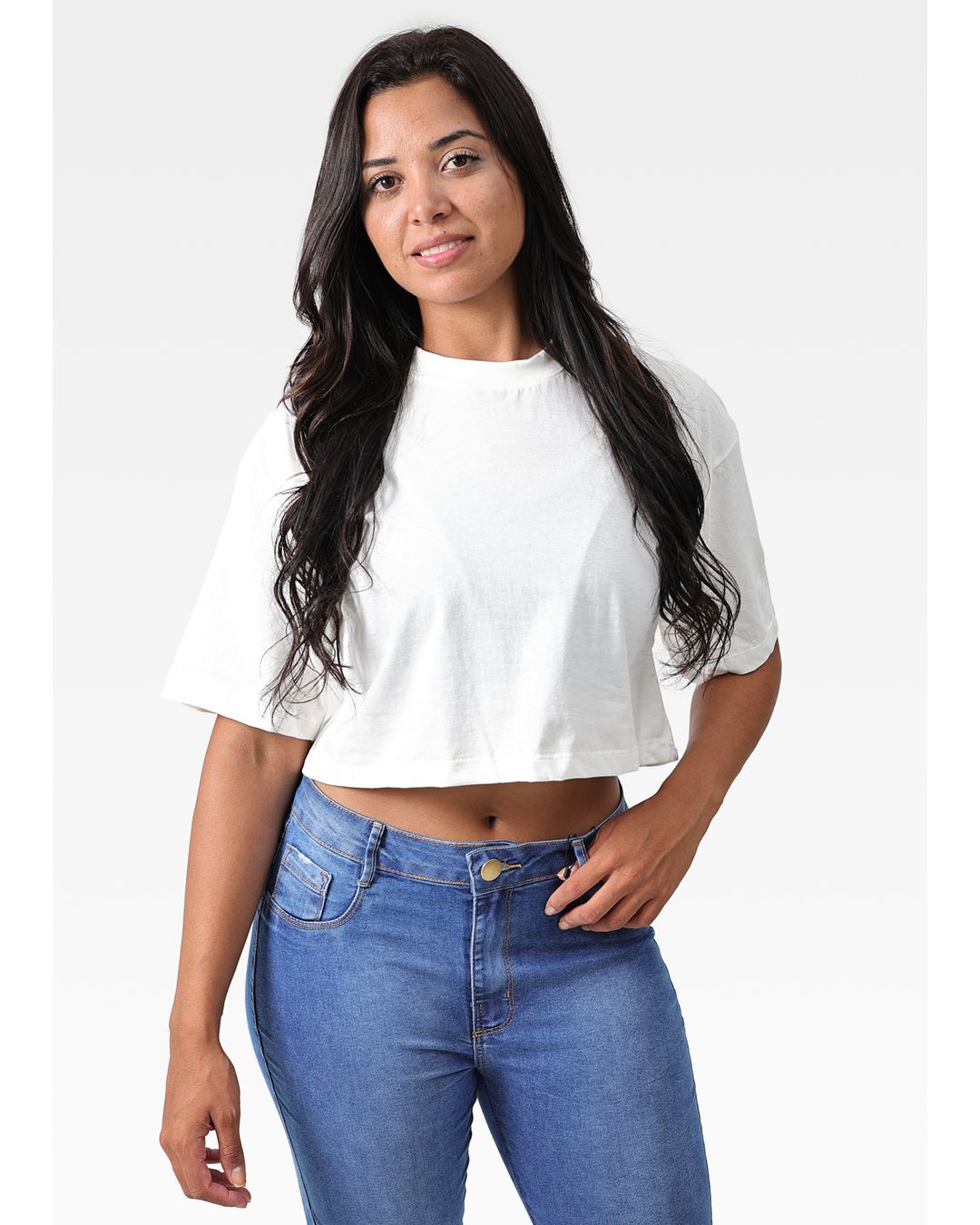 Cropped Feminino Oversized Off White - Techmalhas