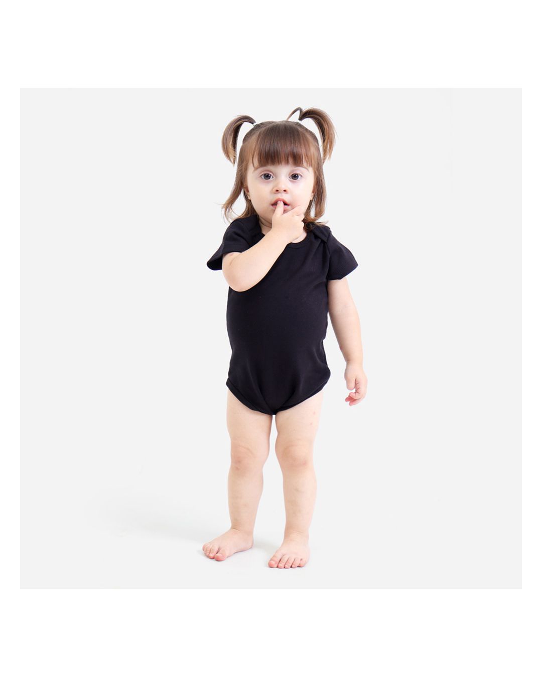 Body Bebê Manga Curta Preto - Techmalhas