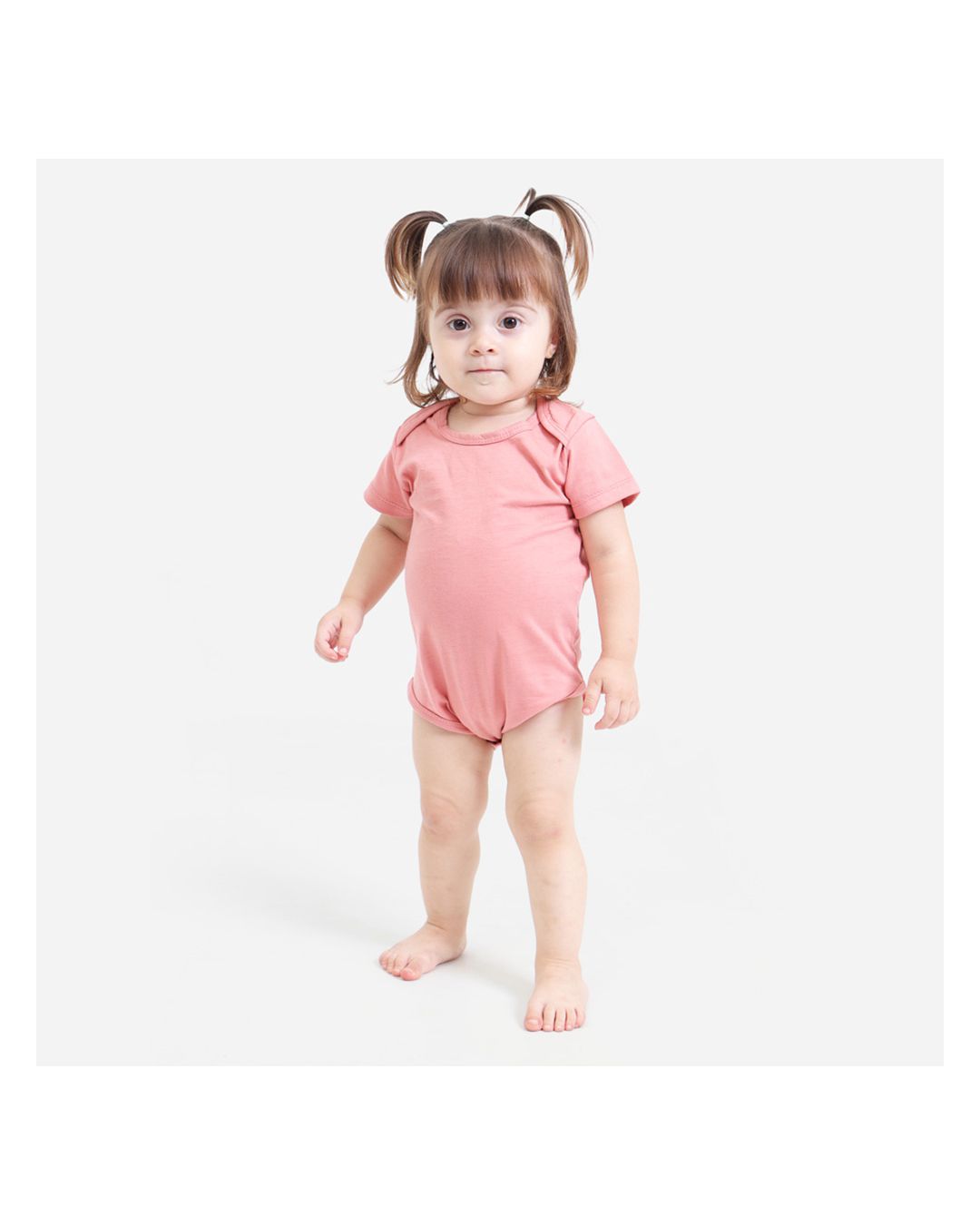 Body Bebê Manga Curta Rosa - Techmalhas