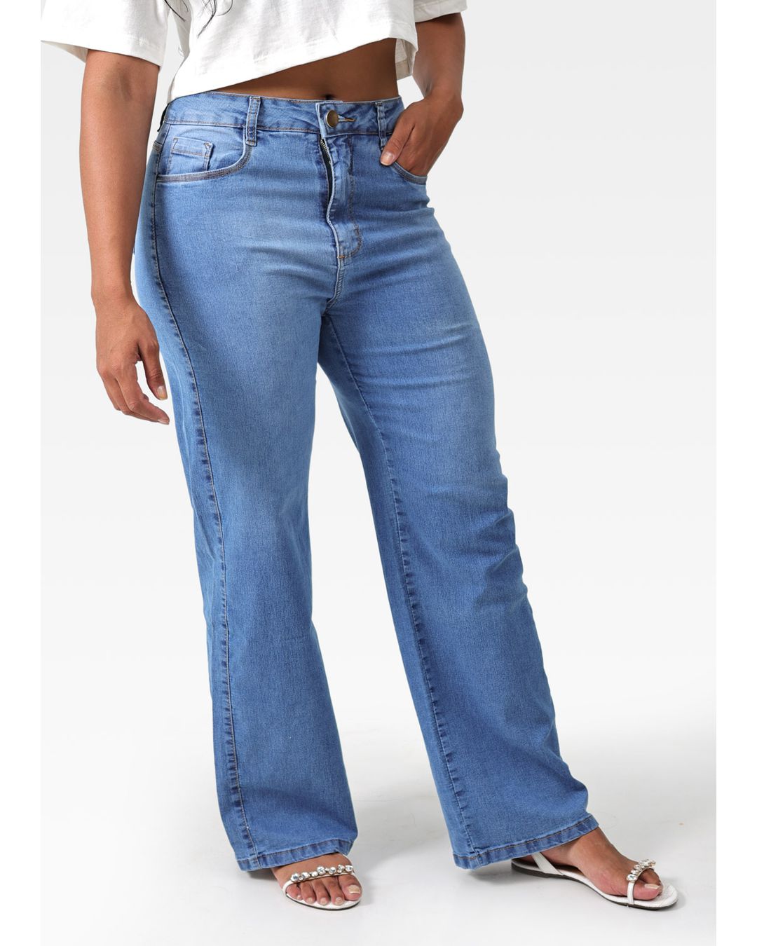 Calça Jeans Feminina Wide Leg - Techmalhas
