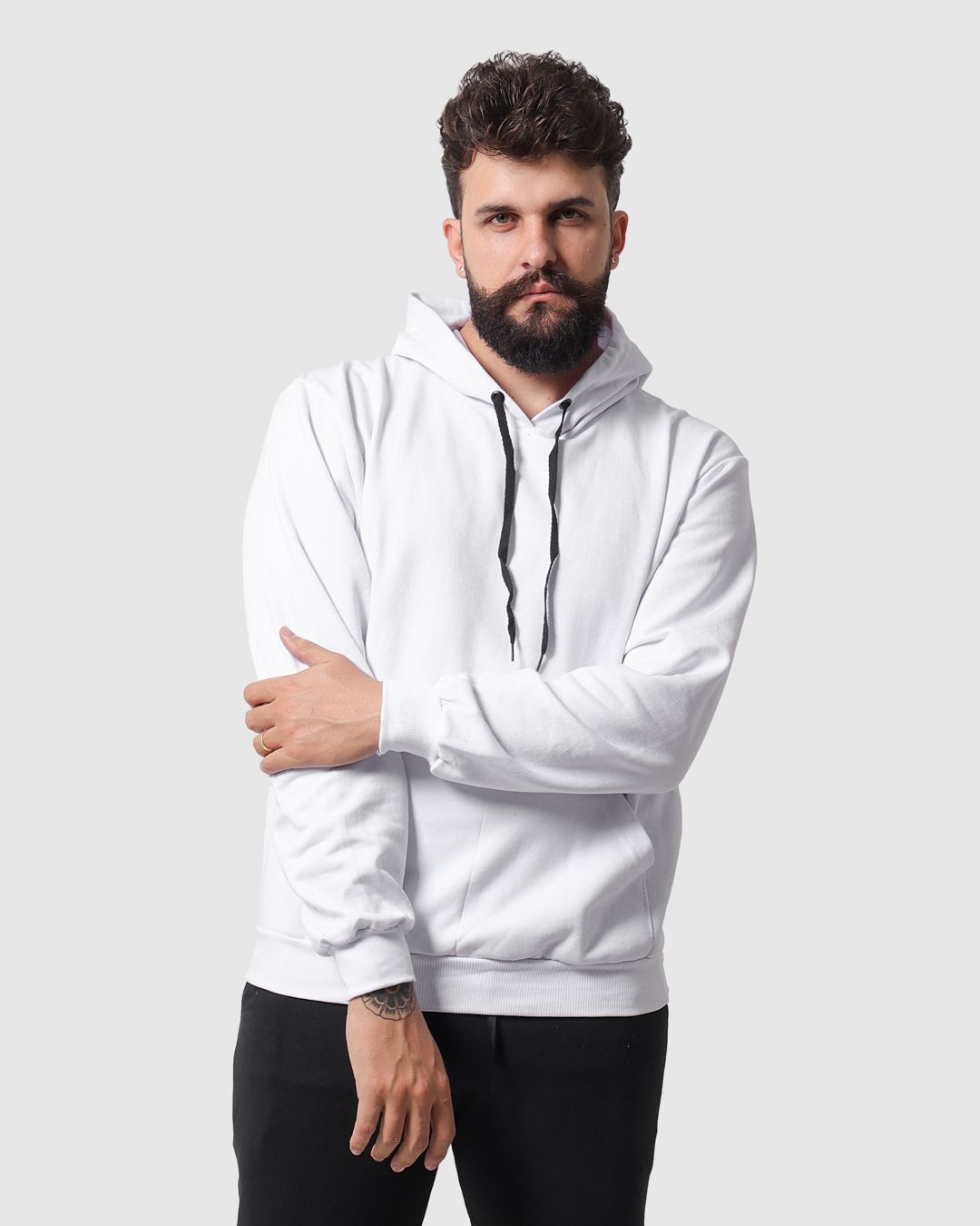Blusa De Moletom Masculino Canguru Branco - Techmalhas
