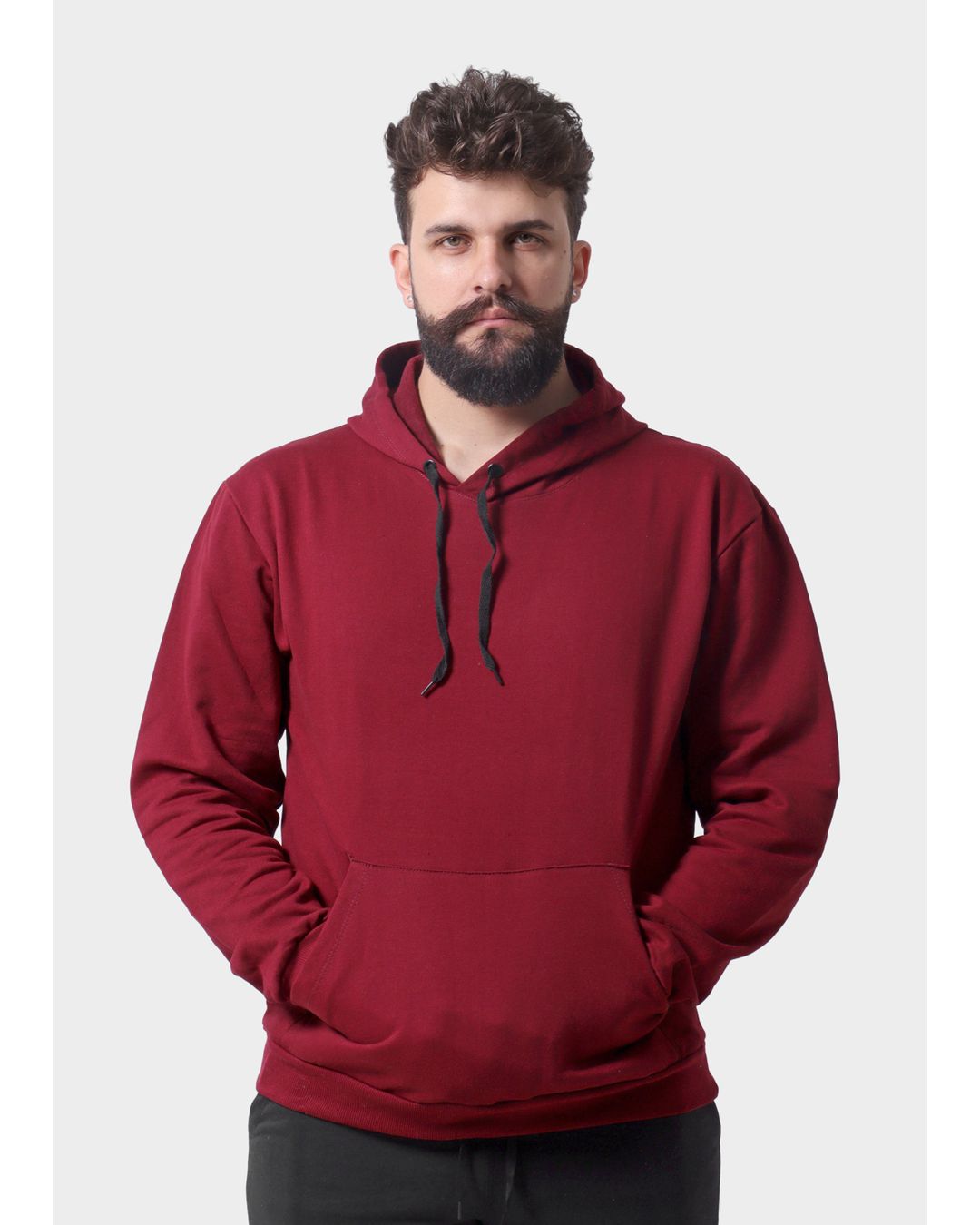 Blusa De Moletom Masculino Canguru Bordo - Techmalhas