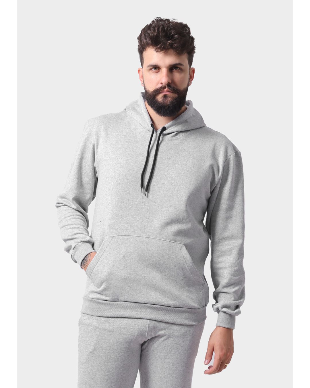 Blusa De Moletom Masculino Canguru Cinza Mescla - Techmalhas