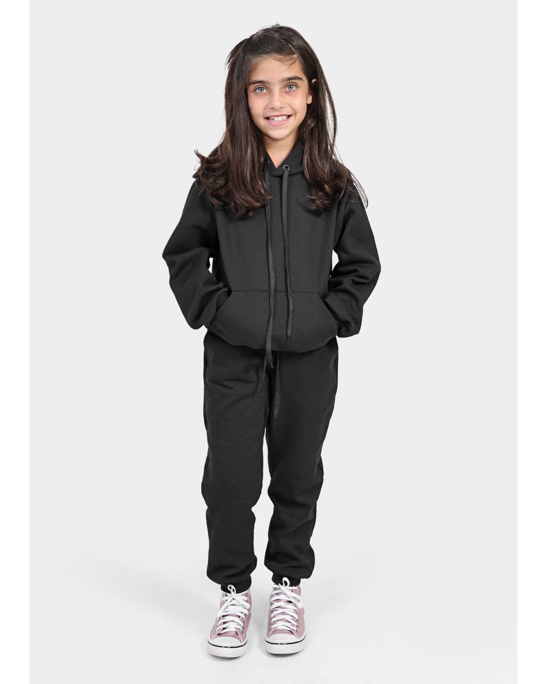 Conjunto Moletom Infantil Canguru Preto - Techmalhas
