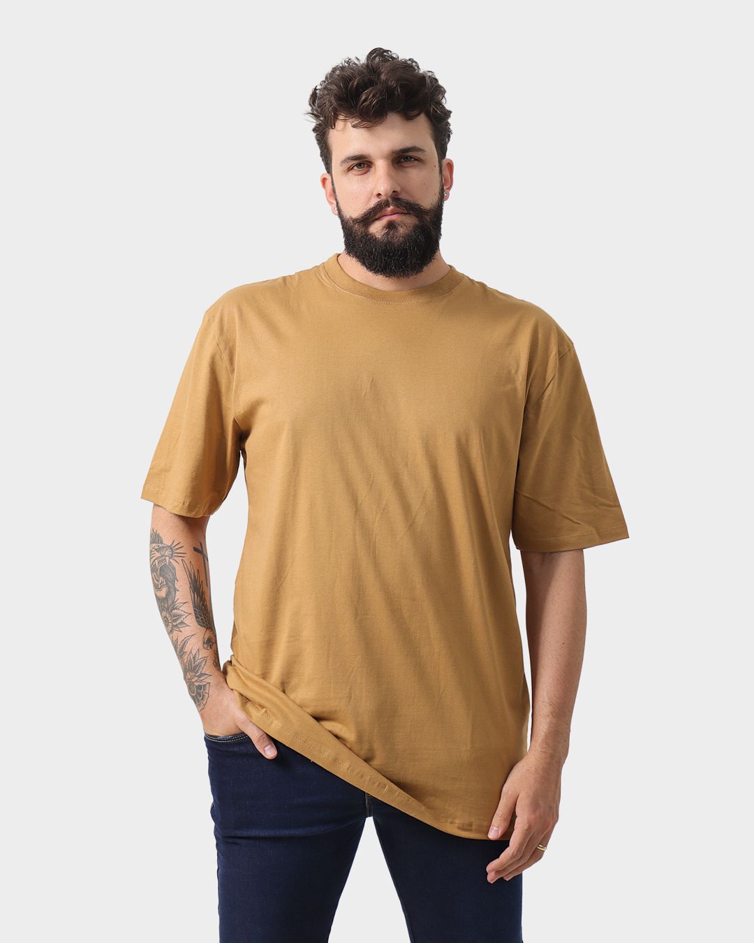 Camiseta Masculina Oversized Mostarda - Techmalhas