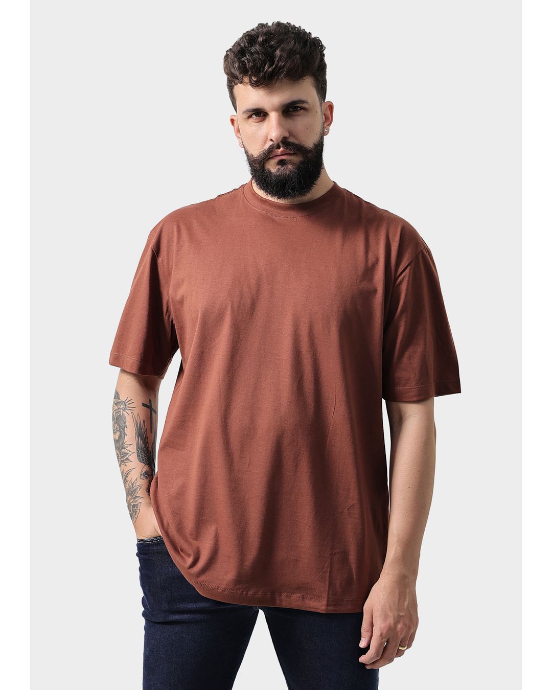 Camiseta Masculina Oversized Marrom - Techmalhas