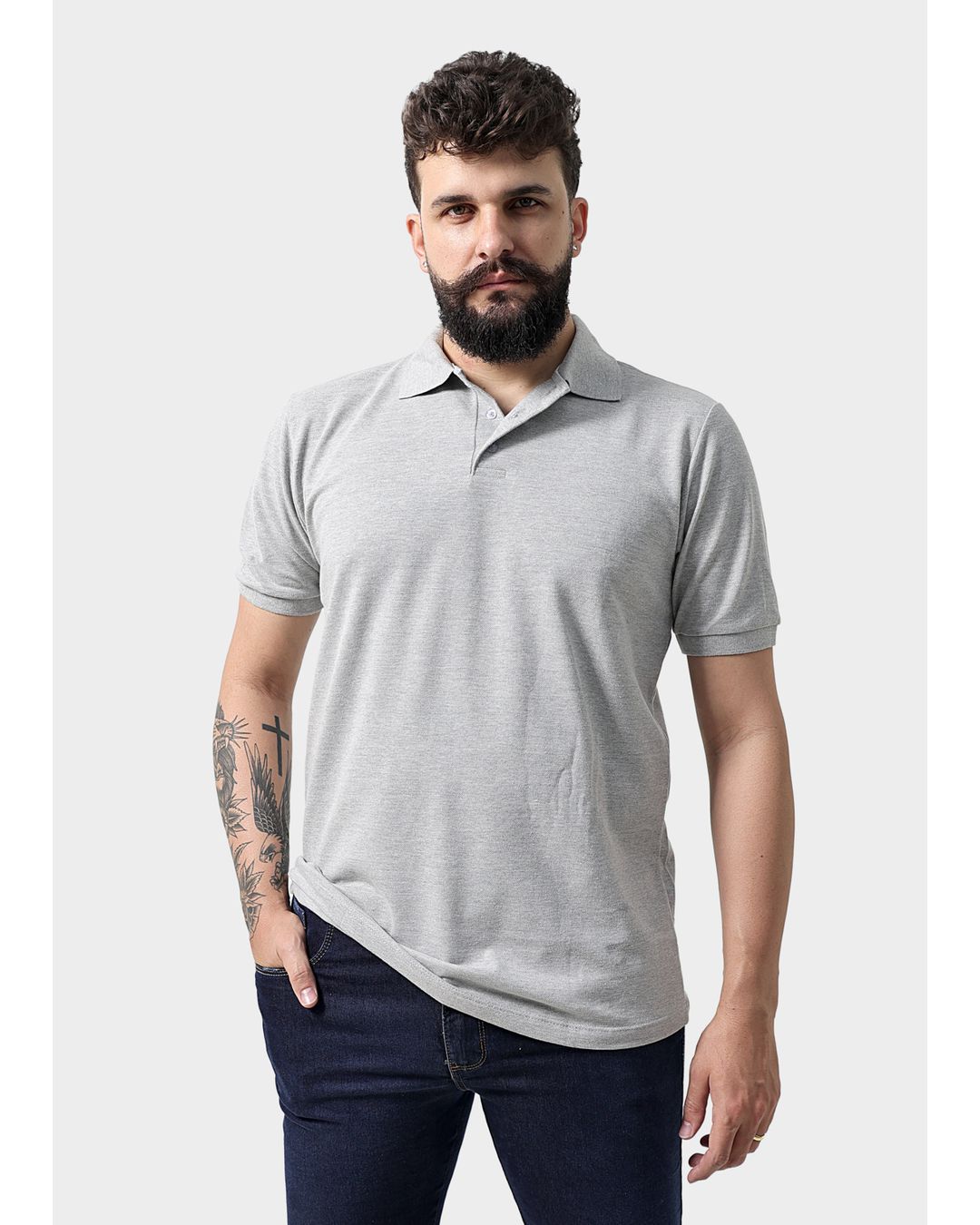 Camisa Polo Masculina Cinza - Techmalhas