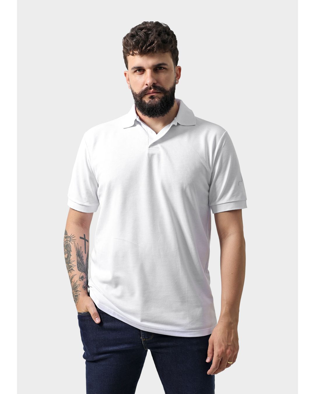 Camisa Polo Masculina Branca - Techmalhas