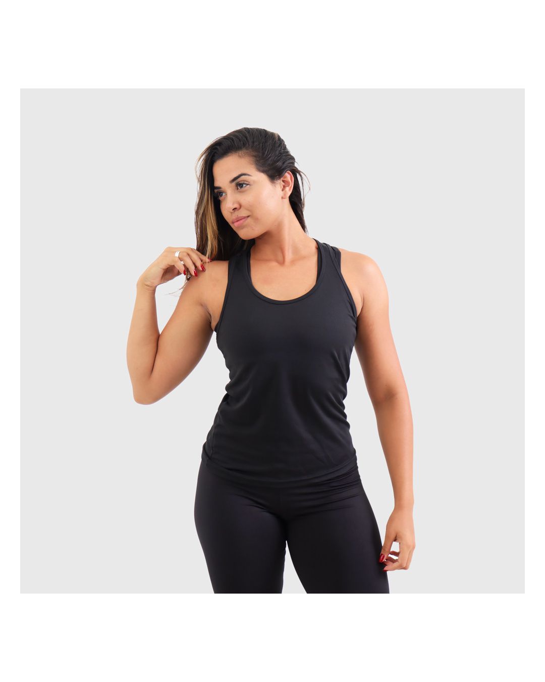 Regata Dry Fit Feminina Preta - Techmalhas