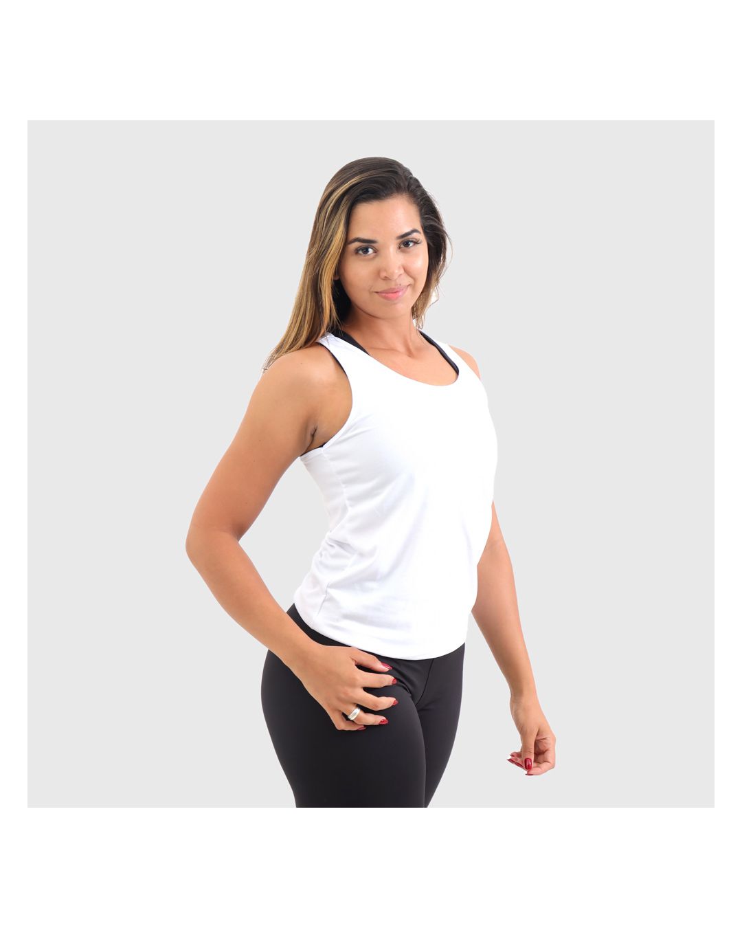 Regata Dry Fit Feminina Branca - Techmalhas