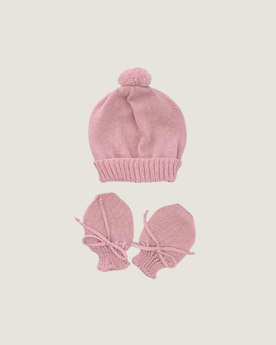 kit de Touquinha e Luvinha Lisa Rosa Bebê