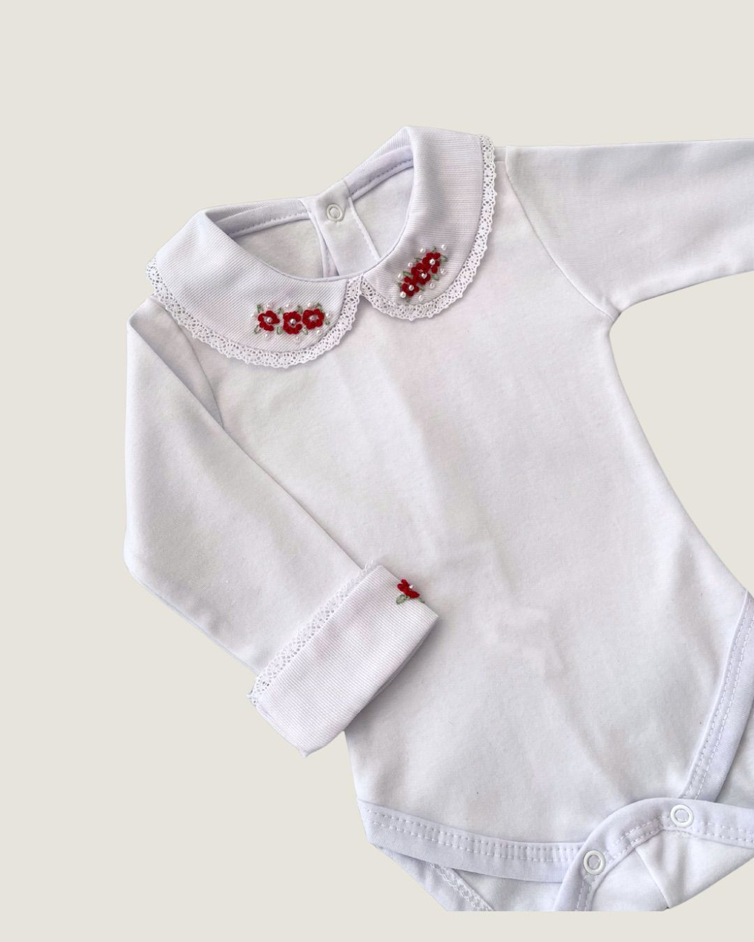 Body Paris com Bordados Vermelho