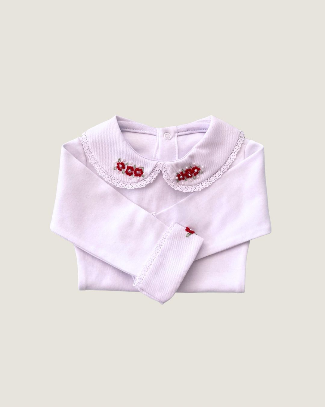 Body Paris com Bordados Vermelho