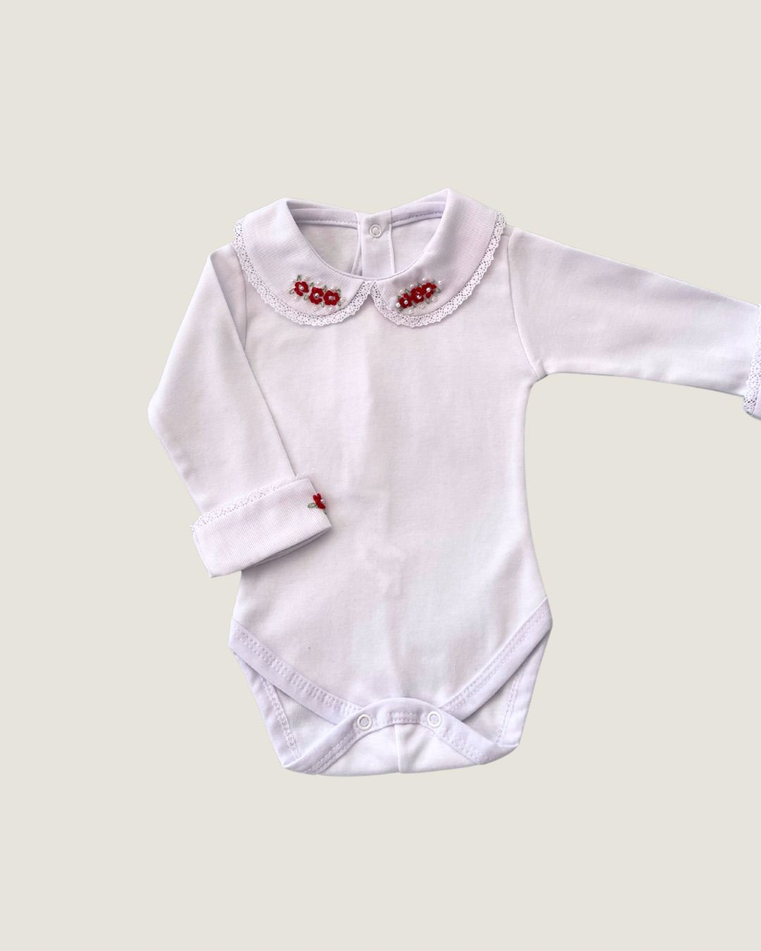 Body Paris com Bordados Vermelho