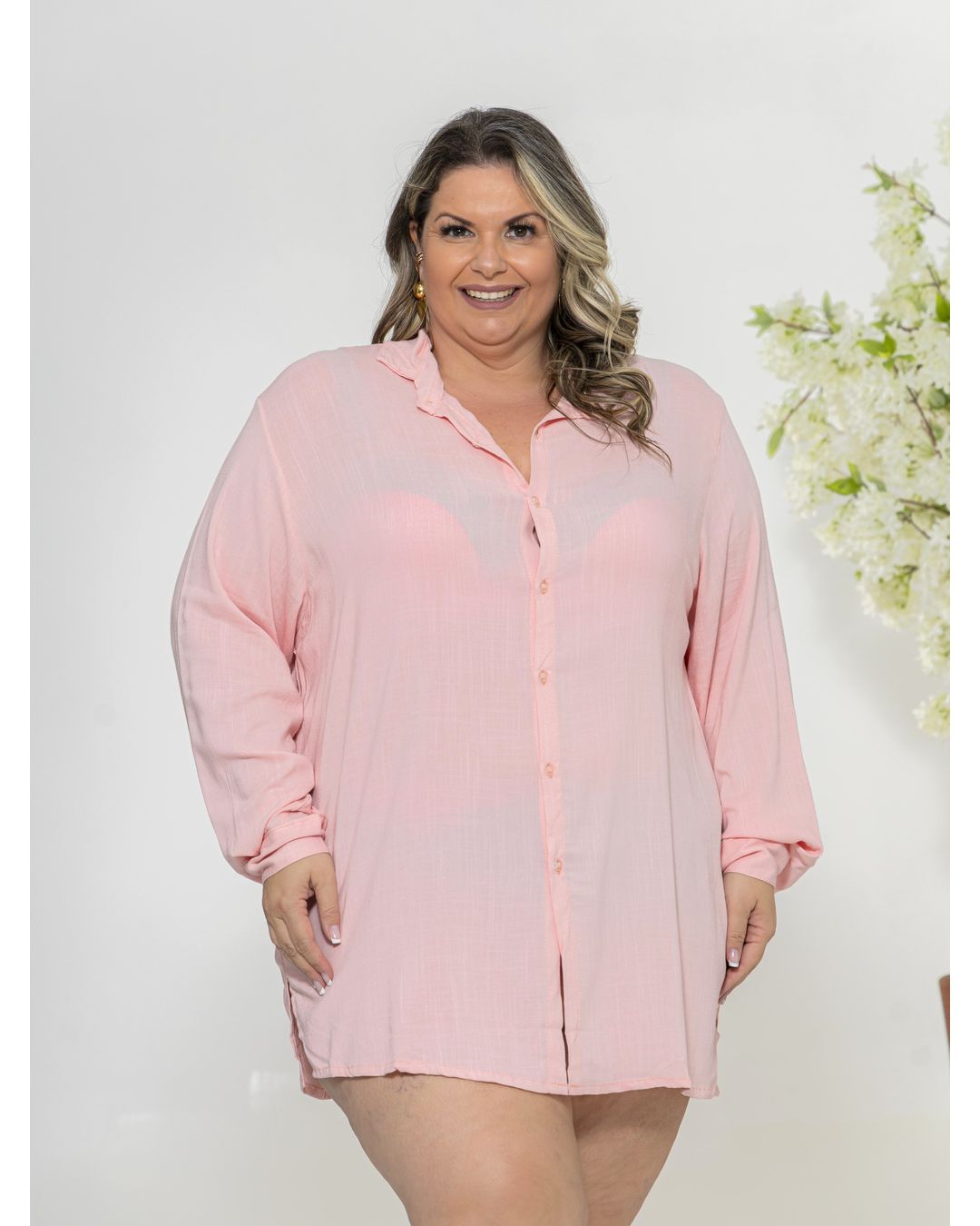 Camisa Feminina Oversized Rosa