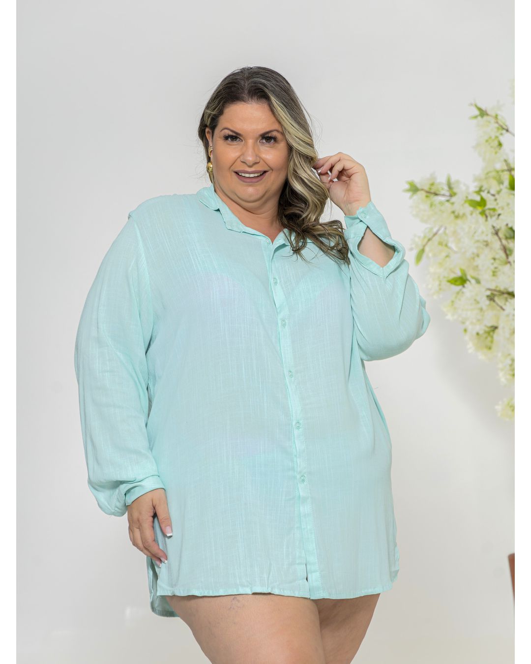 Camisa Feminina Oversized Azul 