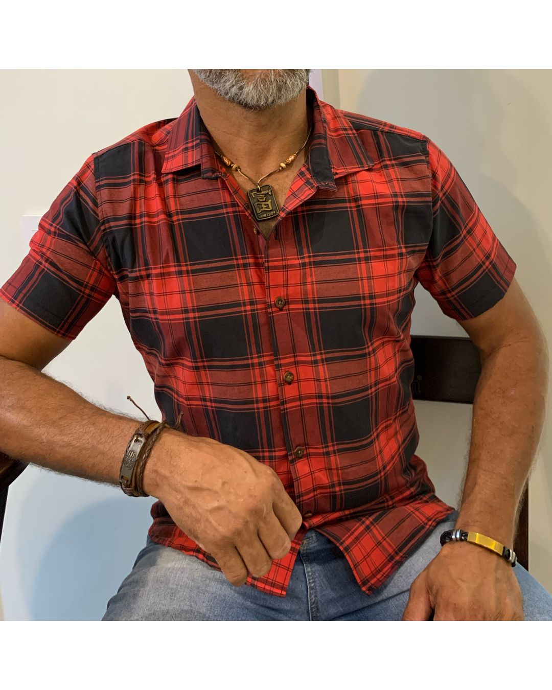 Camisa Xadrez Manga Curta