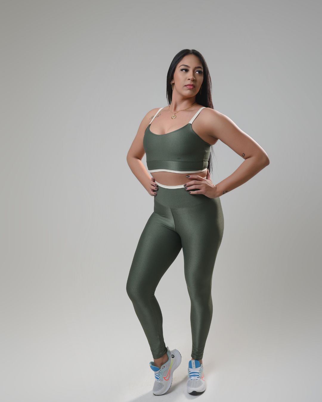 Conjunto Calca e Top Fitness Laura Duo Verde Croco... - Wemove Run
