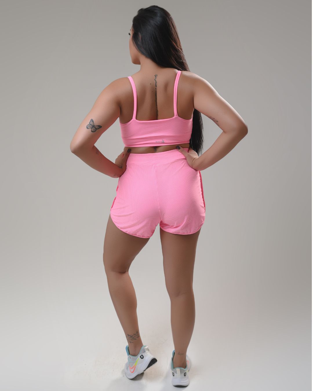 Conjunto Short e Top Duplo Corrida Rosa Neon - 305 - Wemove Run