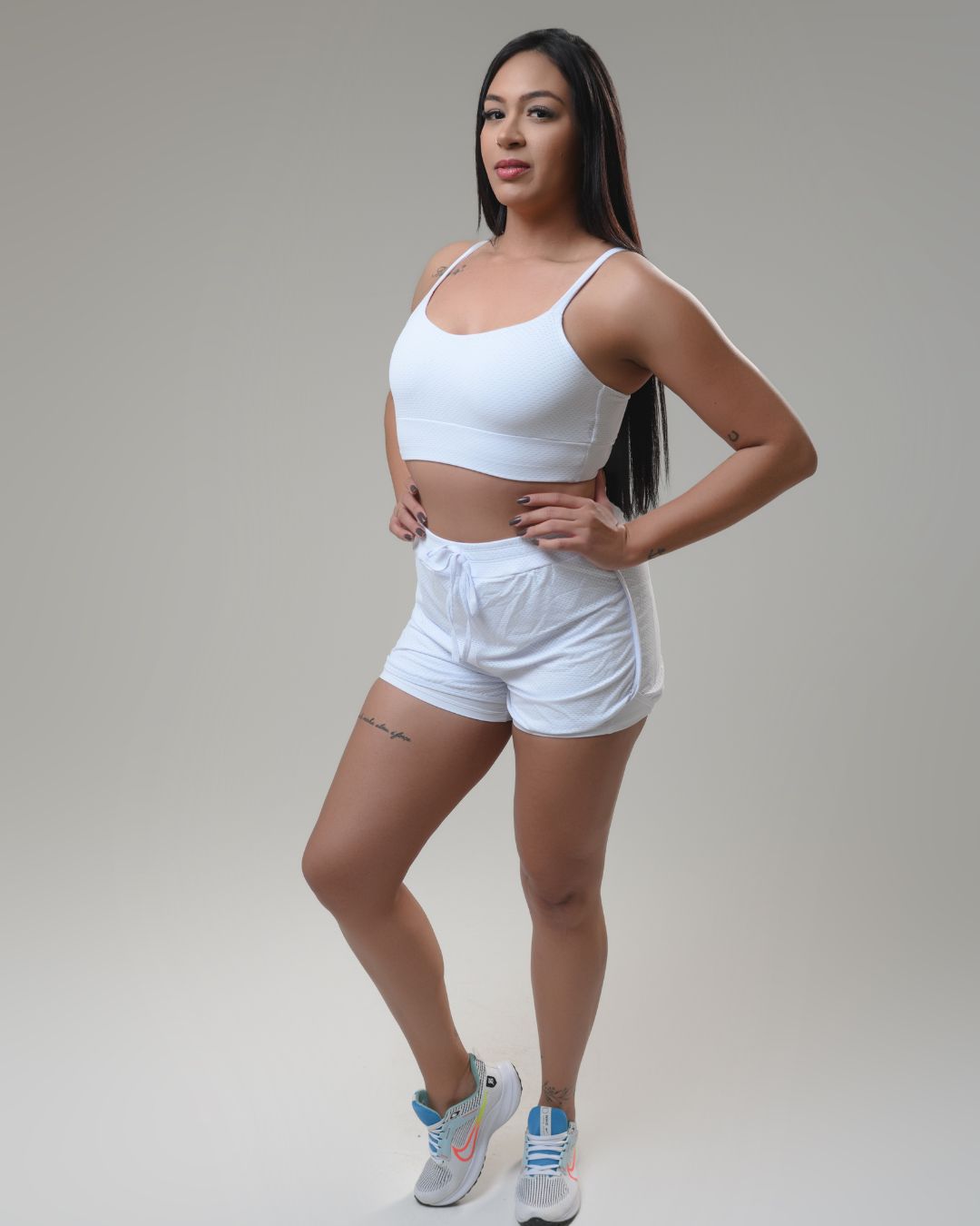 Conjunto Short e Top Duplo Corrida Branco - 3033 - Wemove Run