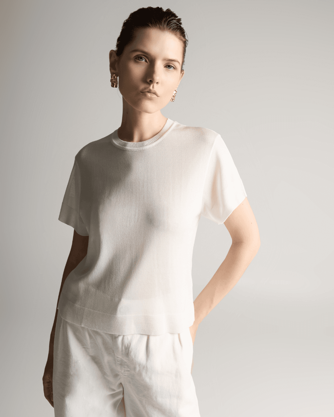 T-shirt Basic Off White - Maria Pavan