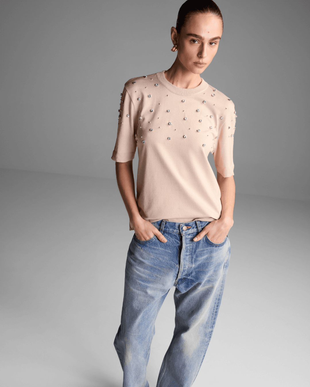 Blusa Chatons Bege Damasco - Maria Pavan